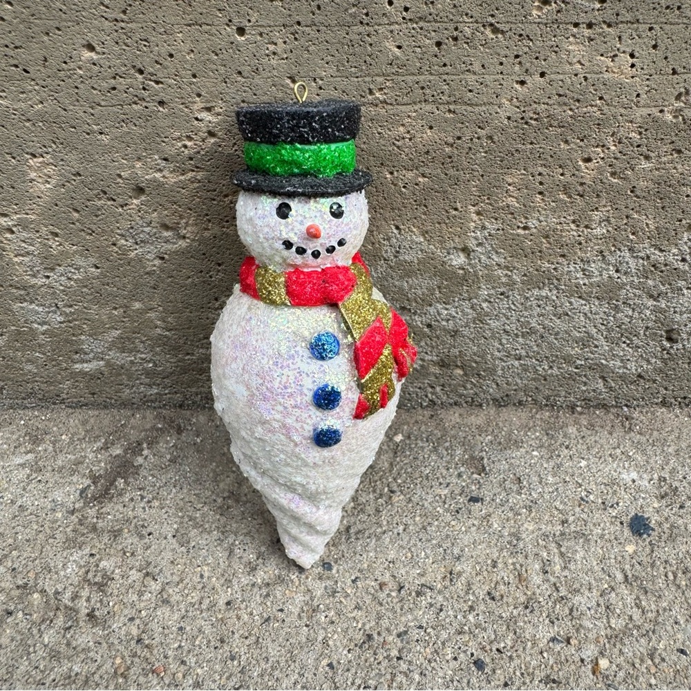 Carlton Cards Glittery Snowman Ornament Iridescent VTG